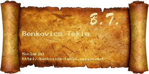 Benkovics Tekla névjegykártya